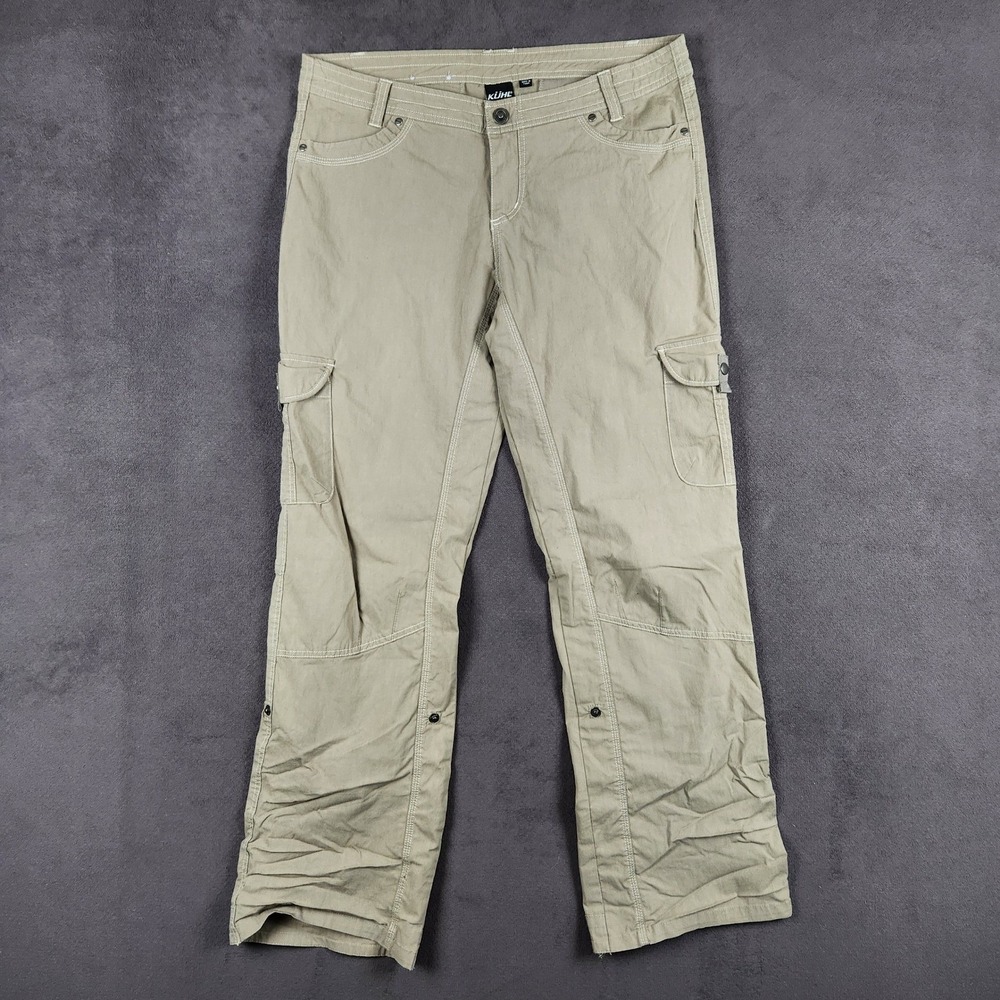Kuhl Splash Cargo Pants Womens 14 Khaki Tan Roll Up Stretch Utility Hiking 36x32